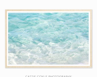 Turquoise Water Art - Ocean Photography - Large Framed Abstract Art - Living Room Wall Decor