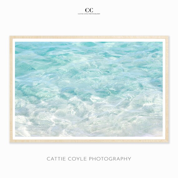 Turquoise Water Art - Ocean Photography - Large Framed Abstract Art - Living Room Wall Decor
