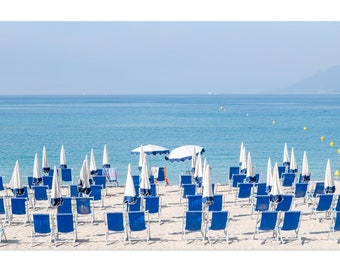 Beach Photography Prints – Cannes France – Large Beach Umbrellas Print – Oversized Horizontal Acrylic Glass Wall Art – Coastal Wall Decor