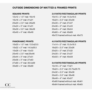 Framed art sizes | Cattie Coyle Photography