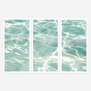 Set of 3 Prints - Oversized Ocean Photography - Large Framed Multi Panel Wall Art – Abstract Turquoise Water Triptych – Beach House Decor