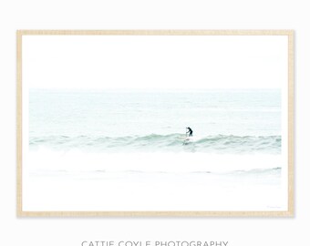 Surfing Art Print - Framed Surf Photography Wall Art - Coastal Wall Decor - Paddleboard Surfer Minimalist Art Print - Gift for Dad