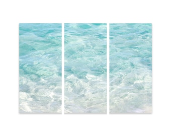 Three Piece Acrylic Glass Wall Art – Oversized Triptych – Turquoise Water Photography – Coastal Wall Decor – Set of 3 Large Art Panels