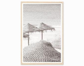 Black and White Beach Photography Art Print - Large Vertical Framed Wall Art - Beach House Decor - Coastal Living Room Wall Decor