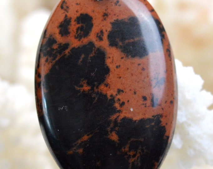 31-carat mahogany obsidian - natural stone cabochon pendant - Mexico // Ref S20