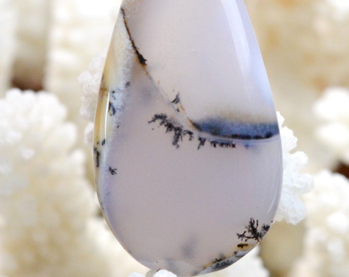 Dendrite agate 51 carats - natural stone cabochon pendant - Madagascar // REF AE23