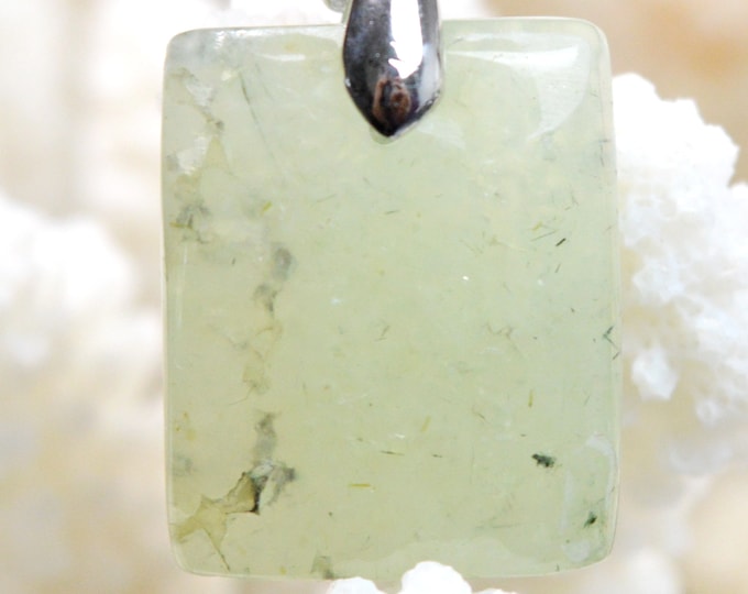 Prehnite epidote 42 carats - natural stone cabochon pendant - Mali // Ref AQ4