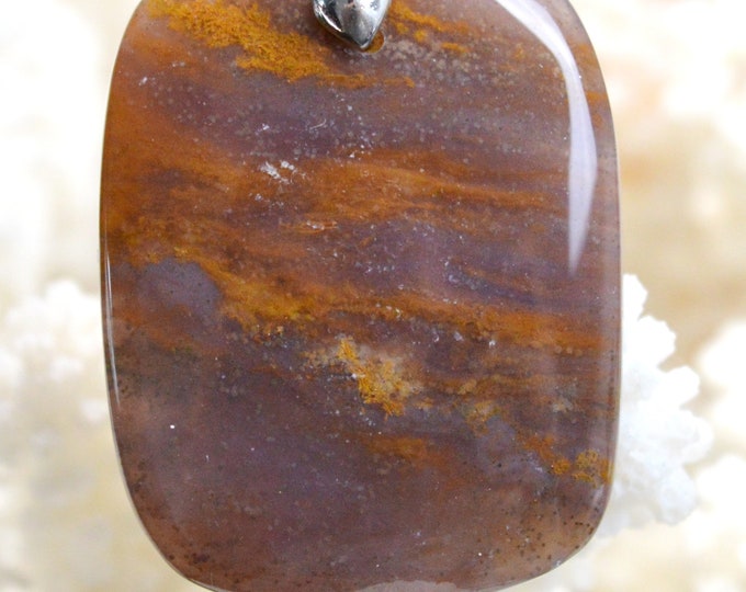61 carat red moss agate - natural stone cabochon pendant - Indonesia / AZ24