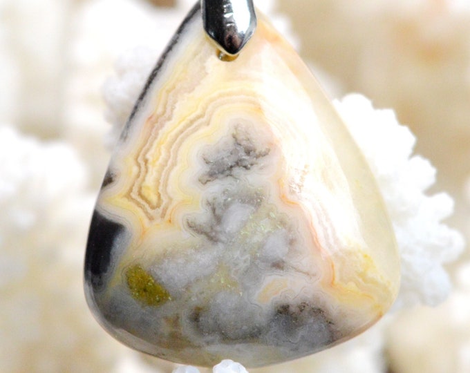 Agate 34 carats - pendentif cabochon pierre naturelle - Mexique // Ref BC58