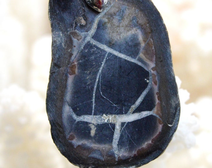 Septaria 59 carats - natural stone cabochon pendant - Morocco // Ref AQ43