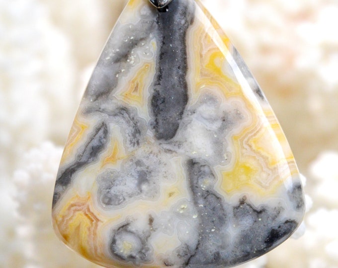 Agate 60 carats - pendentif cabochon pierre naturelle - Mexique // Ref BC49