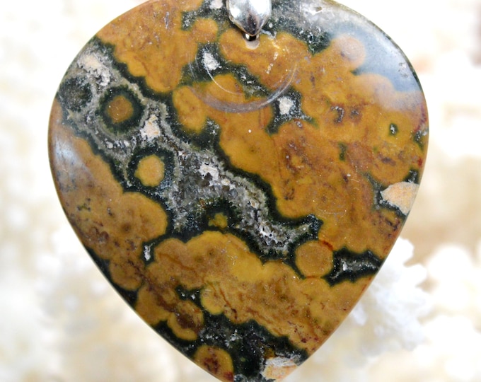 105 carat ocean jasper - natural stone cabochon pendant - Indonesia // REF M88