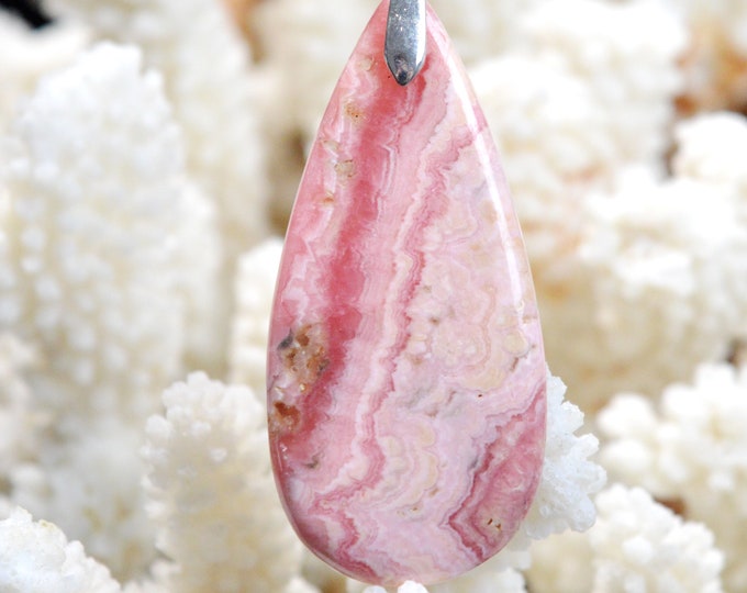 Rhodochrosite 84 carats - natural stone cabochon pendant - Argentina // CJ88