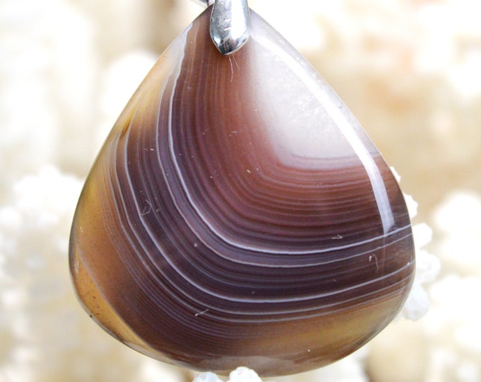 Agate 45 carats - pendentif cabochon pierre naturelle - Botswana // Ref AT20