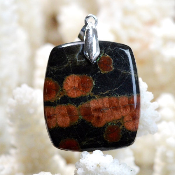 Obsidienne cacahuète 38 carats - pendentif cabochon pierre naturelle - Mexique / EH33