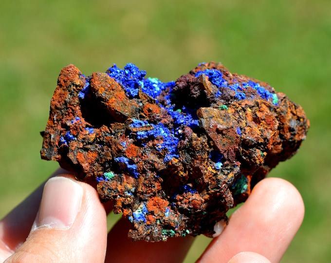 Azurite malachite limonite quartz - 87 grams - M'Ssici, Alnif County, Tinghir Province, Drâa-Tafilalet Region, Morocco