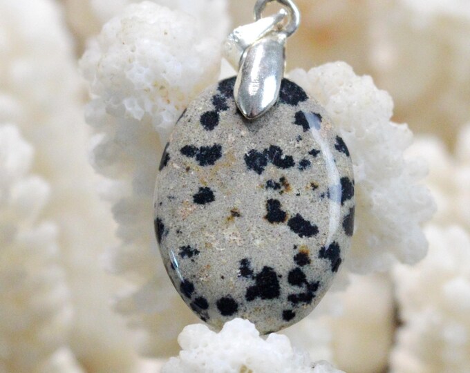 Jaspe dalmatien 13 carats - pendentif cabochon pierre naturelle - Mexique / FT87