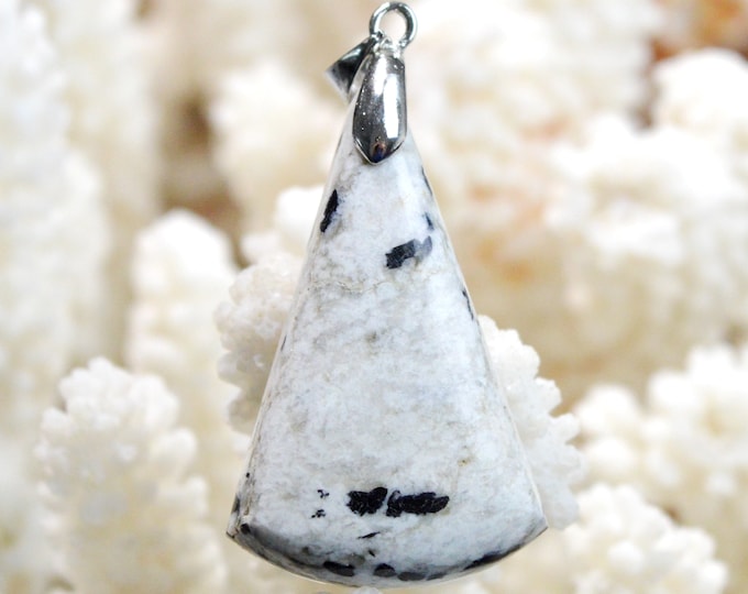 Tourmaline noire & Quartzite 52 carats - pendentif cabochon pierre naturelle - Italie / FF86 - RARE