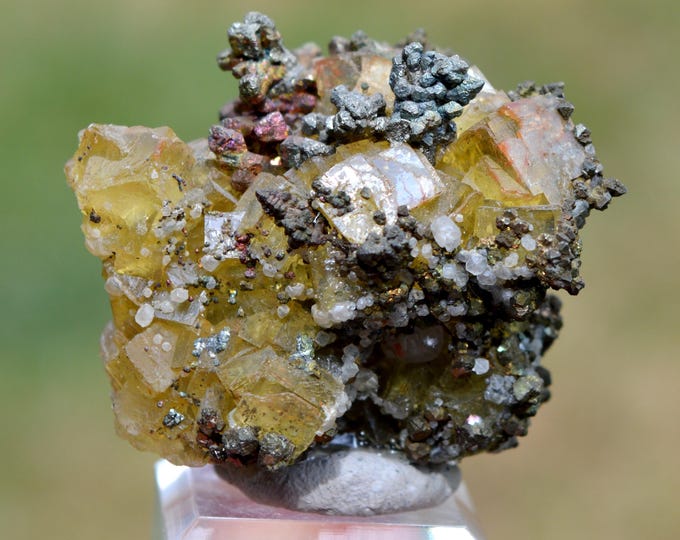 Fluorite & Chalcopyrite 76 grams - Villabona Mines, Villabona, Llanera, Asturias, Spain