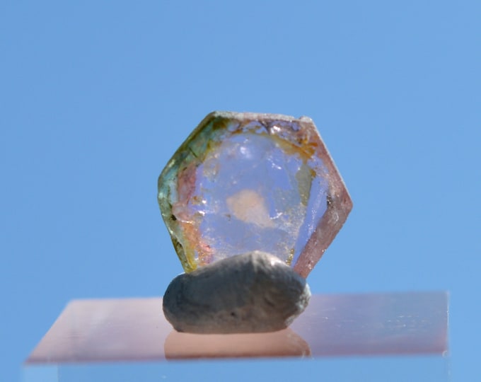 Tourmaline "Watermelon" 2.05 carats - Polished slice natural stone - Pederneira mine, São José da Safira, Minas Gerais, Brazil