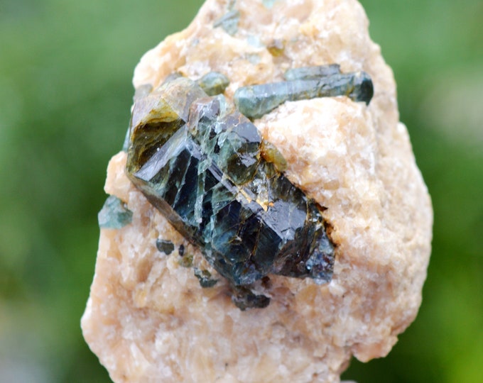 Apatite on calcite - 133 grams - Lake Baikal Region, Ust'-Orda Buriat Okrug, Zabaykalsky Krai, Russia
