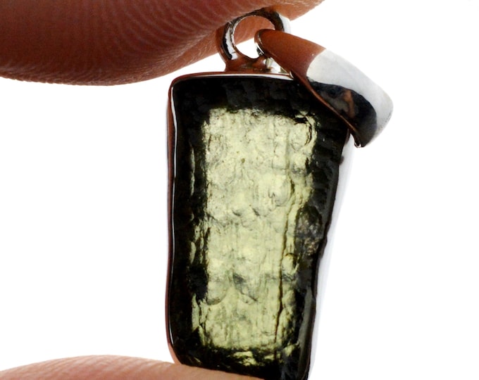 Moldavite - 14 carats - pendentif pierre naturelle - République Tchèque - Argent 925