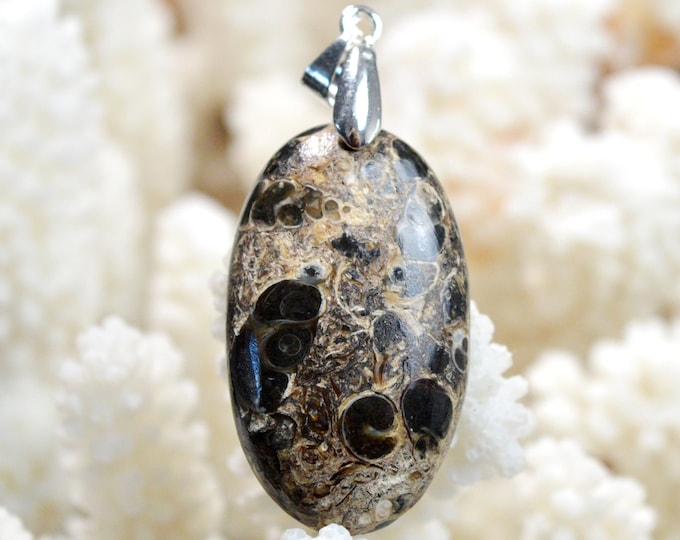 Turitella agate 41 carats - natural stone cabochon pendant - USA // DV29