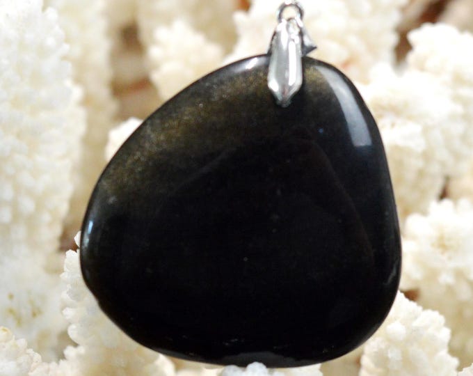 119 carat golden obsidian - natural stone cabochon pendant - Mexico /FU46