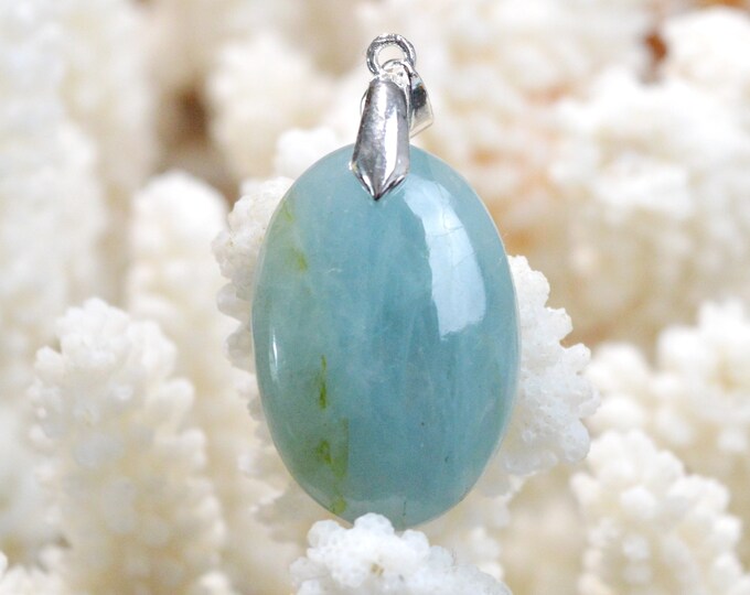 Aigue marine 37 carats - pendentif cabochon pierre naturelle - Namibie / EY55