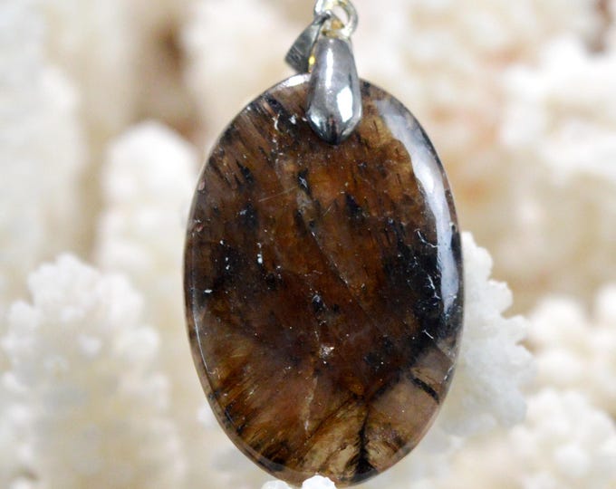 Chiastolite 40 carats - natural stone cabochon pendant - USA / GB76