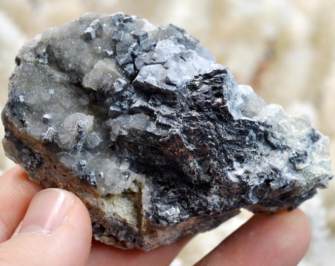 Galena & Chalcedony 156 grams - Le Buisson Mine, Montmirat, Saint-Étienne-du-Valdonnez, Mende, Lozère, Occitanie, France