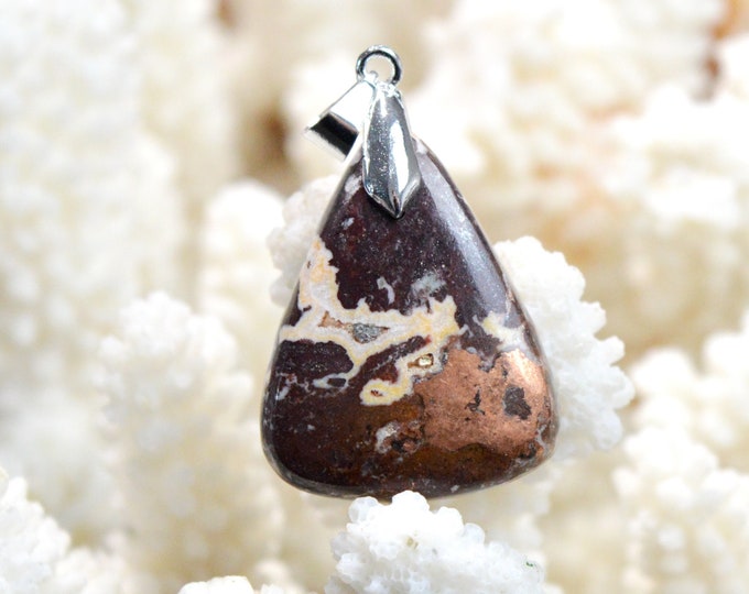 Native Copper & Dolomite 49 Carat - Natural Stone Cabochon Pendant - Michigan, USA / EJ24