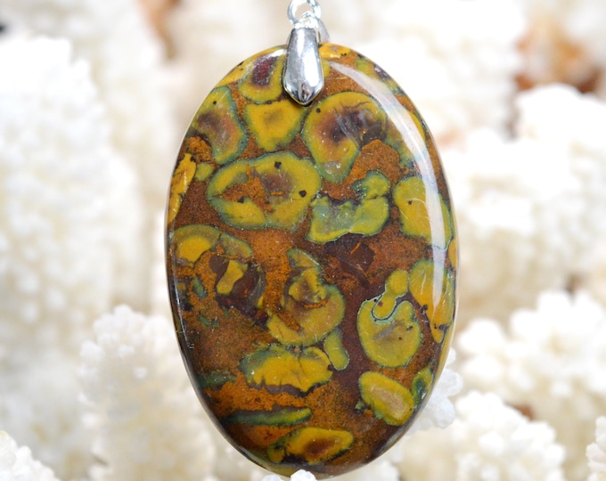 73 carat "Bamboo" Jasper - natural stone cabochon pendant - Indonesia // DI78
