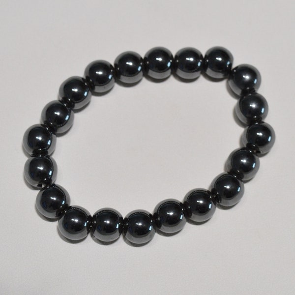 Bracelet Hématite bille 10 mm - Natural hematite bead bracelet