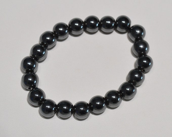 Hematite bead bracelet 10 mm - Natural hematite bead bracelet