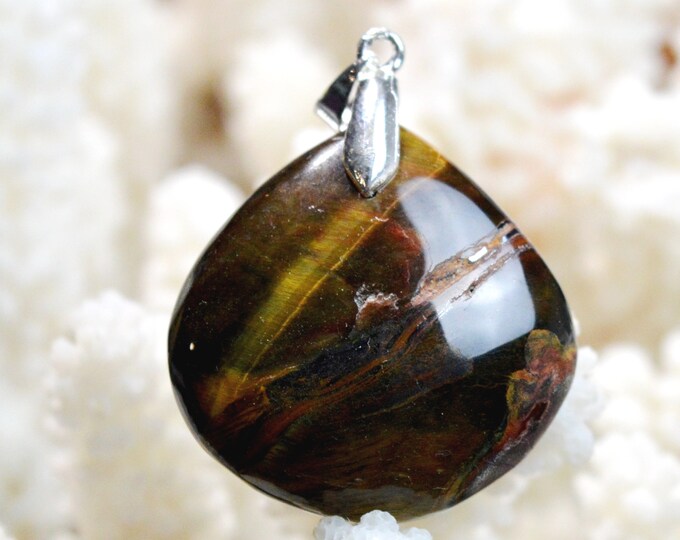 Oeil de tigre 62 carats - pendentif cabochon pierre naturelle - Afrique du Sud / ET92