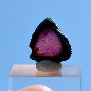 Turmalina "Sandía" 4,3 quilates - Piedra natural rebanada pulida - Mina Pederneira, São José da Safira, Minas Gerais, Brasil
