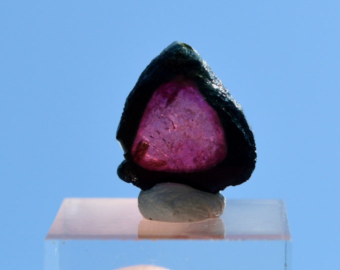 Tourmaline "Watermelon" 4.3 carats - Polished slice natural stone - Pederneira mine, São José da Safira, Minas Gerais, Brazil