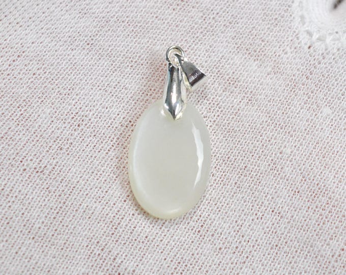 Pierre de lune blanche 13 carats - pendentif cabochon pierre naturelle - Tanzanie / FU95