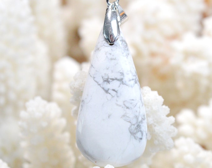 Howlite 42 carats - pendentif cabochon pierre naturelle - USA // CM81