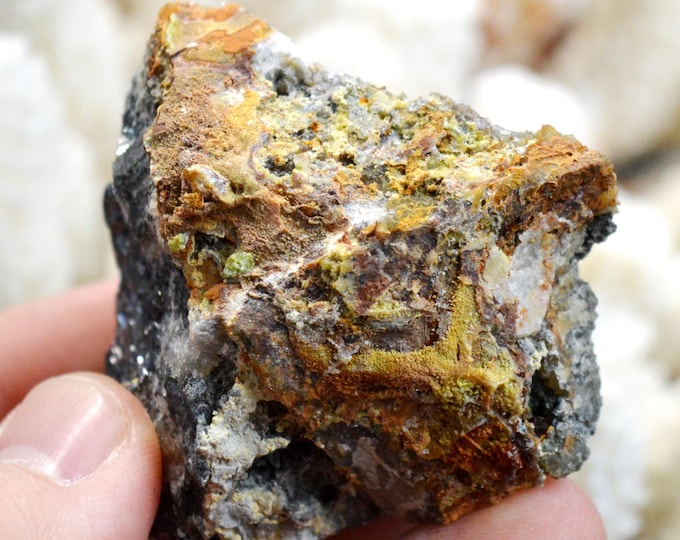Pyromorphite & Galena 167 grams - Sainte-Lucie Mine, Saint-Léger-de-Peyre, Mende, Lozère, Occitanie, France