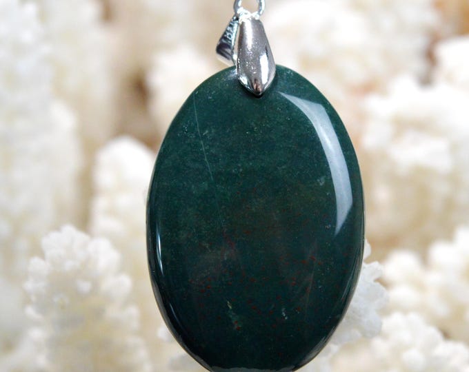 Jaspe heliotrope 52 carats - pendentif cabochon pierre naturelle - Brésil / GB27