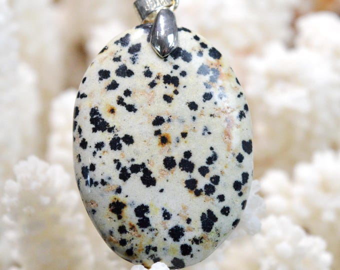 Jaspe dalmatien 58 carats - pendentif cabochon pierre naturelle - Mexique / FY52