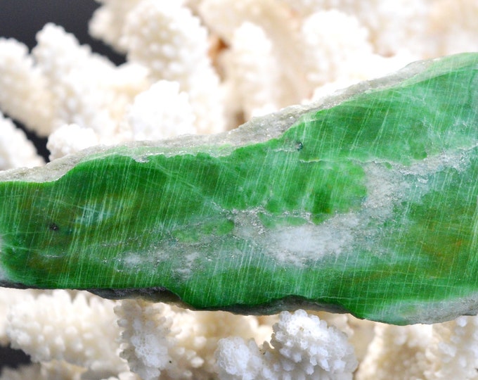 Slice - Jade Omphacite var. chrome omphacite 92 grams - Pellice Valley, Metropolitan City of Turin, Piedmont, Italy