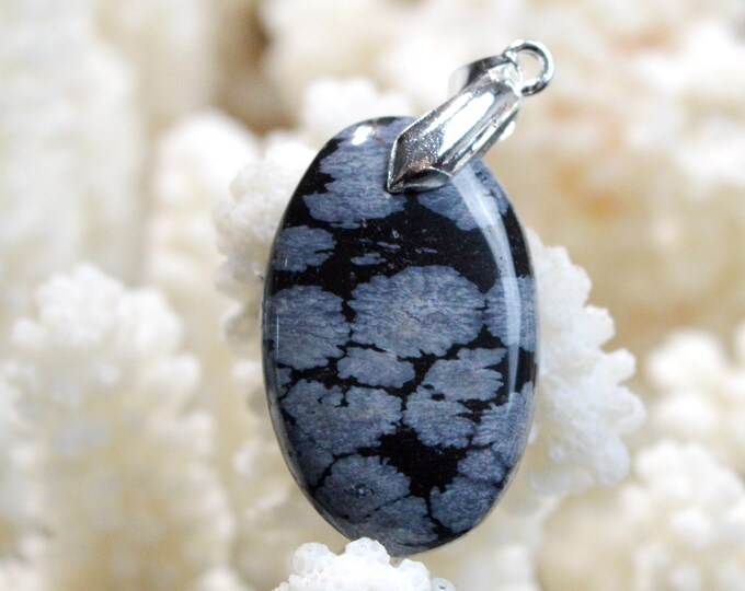 25 Carat Snowflake Obsidian - Natural Stone Cabochon Pendant - USA / EK49