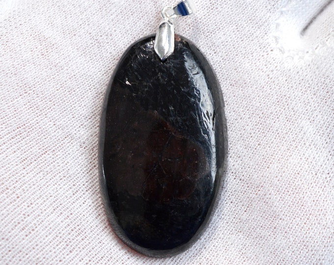 Grenat Spessartine & Tourmaline Schorl 128 carats - pendentif cabochon pierre naaturelle - Pakistan / ER23