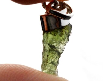 Moldavite - 8 carats - pendentif pierre naturelle - République Tchèque - Argent 925