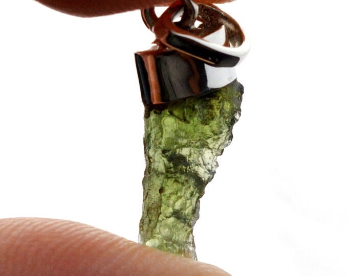Moldavite - 8 carats - pendentif pierre naturelle - République Tchèque - Argent 925