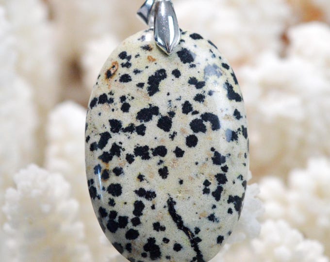 Jaspe dalmatien 60 carats - pendentif cabochon pierre naturelle - Mexique / FT73