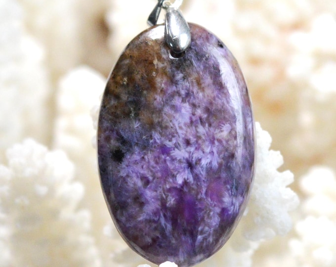 Charoite 42 carats - pendentif cabochon pierre naturelle - Russie / FZ91